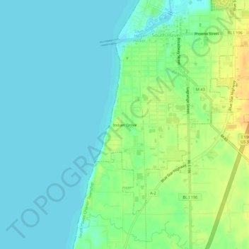 Mappa topografica Indian Grove, altitudine, rilievo
