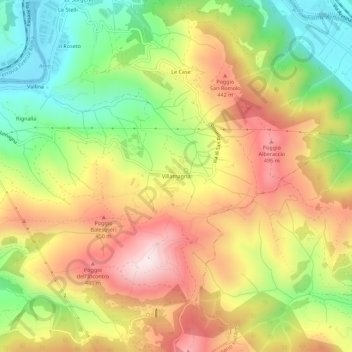 Mappa topografica Villamagna, altitudine, rilievo