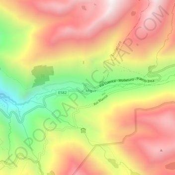 Mappa topografica Miguir, altitudine, rilievo