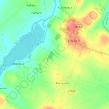 Mappa topografica Agra de San Cosme, altitudine, rilievo