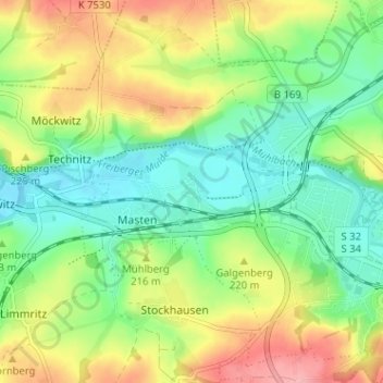 Mappa topografica Keuern, altitudine, rilievo