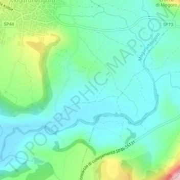 Mappa topografica Manias, altitudine, rilievo