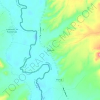 Mappa topografica Ruidosa, altitudine, rilievo