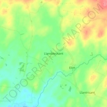 Mappa topografica Llanddeusant, altitudine, rilievo