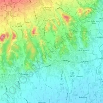 Mappa topografica Fonte, altitudine, rilievo