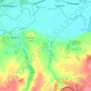 Mappa topografica Milton, altitudine, rilievo