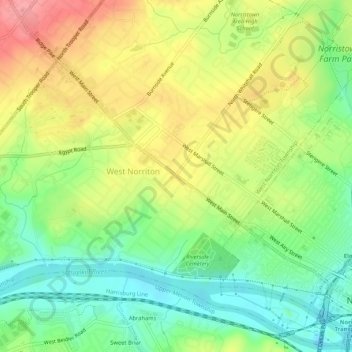 Mappa topografica Jeffersonville, altitudine, rilievo