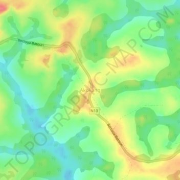 Mappa topografica Akokang, altitudine, rilievo