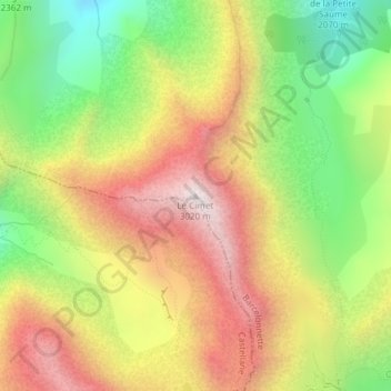 Mappa topografica Le Cimet, altitudine, rilievo
