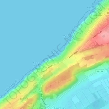 Mappa topografica Walton Bay, altitudine, rilievo