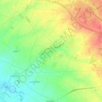 Mappa topografica Triou, altitudine, rilievo