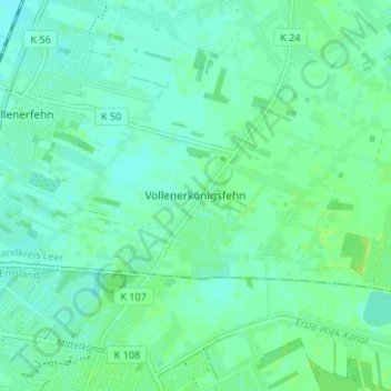 Mappa topografica Völlenerkönigsfehn, altitudine, rilievo