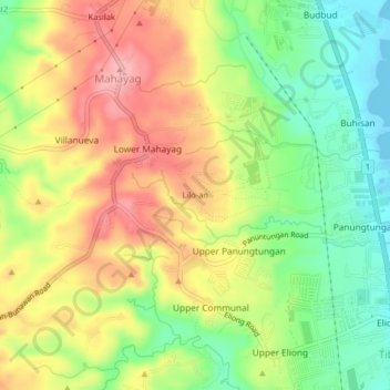 Mappa topografica Lilo-an, altitudine, rilievo