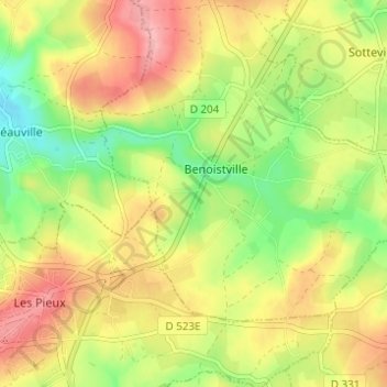 Mappa topografica Hameau Terrier, altitudine, rilievo
