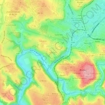 Mappa topografica Bourran, altitudine, rilievo