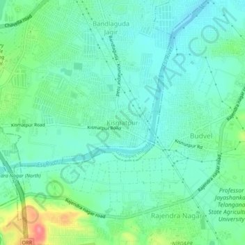 Mappa topografica Kismatpur, altitudine, rilievo