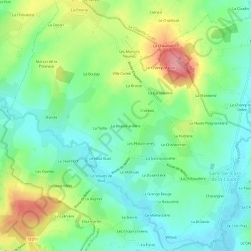 Mappa topografica La Beauchardière, altitudine, rilievo