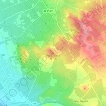 Mappa topografica Pech Redon, altitudine, rilievo