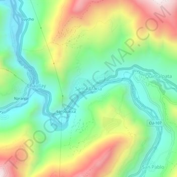 Mappa topografica Santa María, altitudine, rilievo
