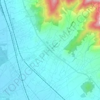 Mappa topografica Rigutino, altitudine, rilievo