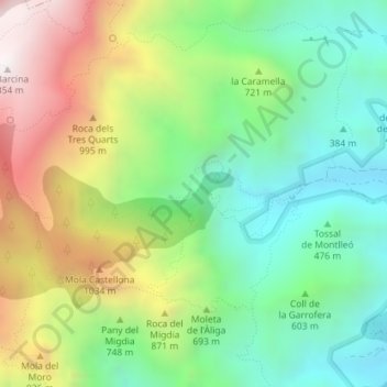 Mappa topografica Salt de la Caramella, altitudine, rilievo