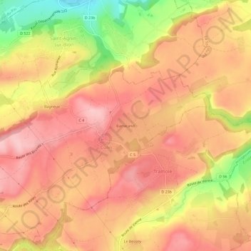 Mappa topografica Barracand, altitudine, rilievo