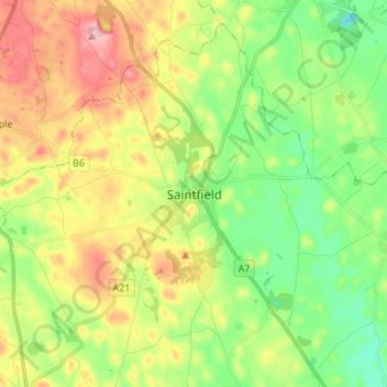 Mappa topografica Saintfield, altitudine, rilievo