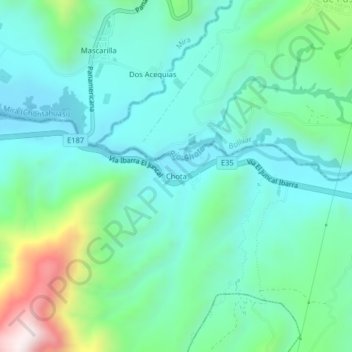 Mappa topografica Chota, altitudine, rilievo