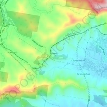 Mappa topografica Red Hill, altitudine, rilievo