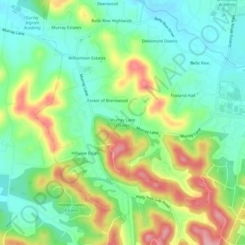 Mappa topografica Murray Lane Estates, altitudine, rilievo