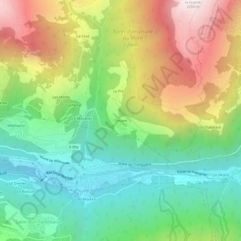 Mappa topografica Tincave, altitudine, rilievo