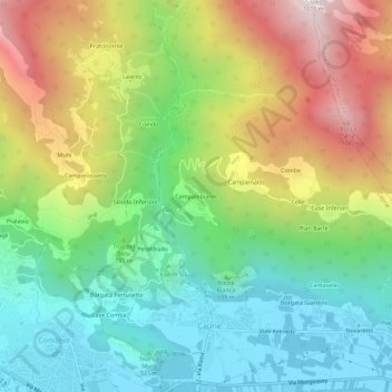 Mappa topografica Campambiardo, altitudine, rilievo