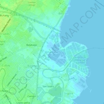 Mappa topografica Hinactacan, altitudine, rilievo