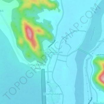 Mappa topografica Durbhalapuram, altitudine, rilievo
