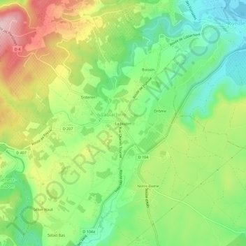 Mappa topografica La Jaujon, altitudine, rilievo