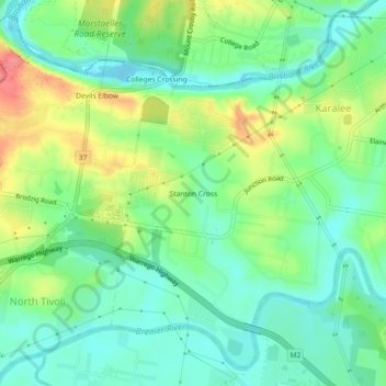 Mappa topografica Stanton Cross, altitudine, rilievo