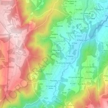 Mappa topografica Salgueiros, altitudine, rilievo