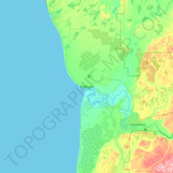 Mappa topografica Kenai, altitudine, rilievo