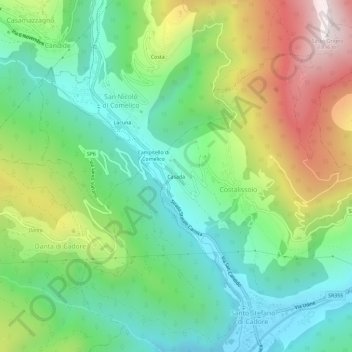 Mappa topografica Casada, altitudine, rilievo