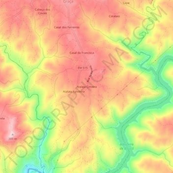 Mappa topografica Atalaia Cimeira, altitudine, rilievo