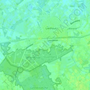 Mappa topografica 't Hof, altitudine, rilievo