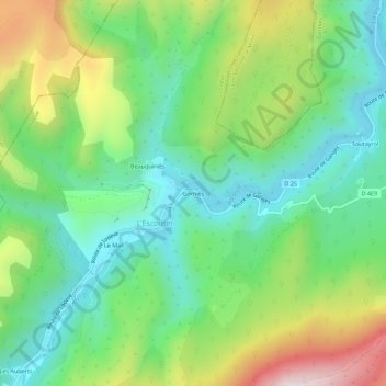 Mappa topografica Gorniès, altitudine, rilievo
