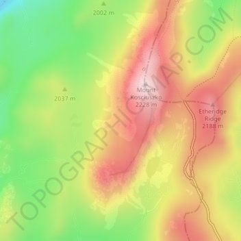 Mappa topografica Australian Alps, altitudine, rilievo