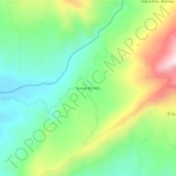 Mappa topografica Nuevo Mundo, altitudine, rilievo