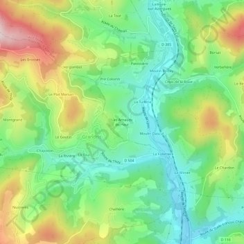 Mappa topografica Les Arnauds du Haut, altitudine, rilievo
