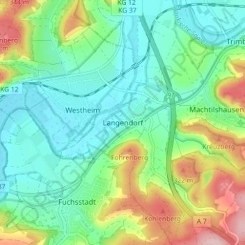 Mappa topografica Langendorf, altitudine, rilievo