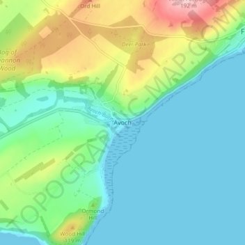 Mappa topografica Avoch, altitudine, rilievo