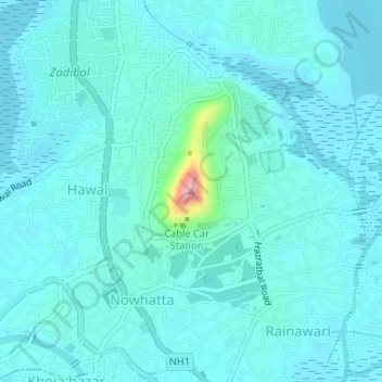 Mappa topografica Srinagar, altitudine, rilievo