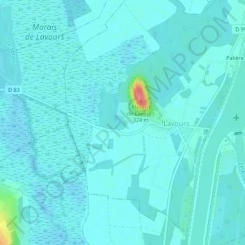 Mappa topografica Les Rosieres, altitudine, rilievo