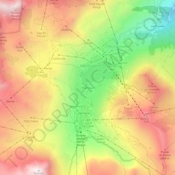 Mappa topografica Chartreux, altitudine, rilievo